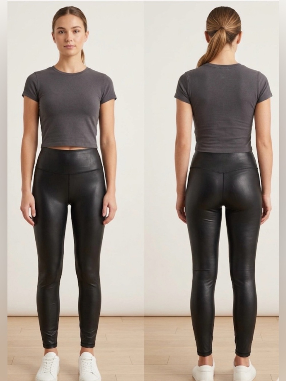 90 Degree by Reflex Faux Leather High-Rise Leggings- Size M
